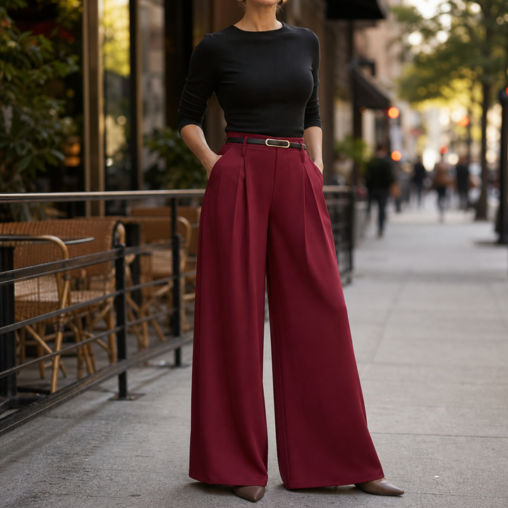 Lunetta – High-Waisted Pleated Wide-Leg Trousers