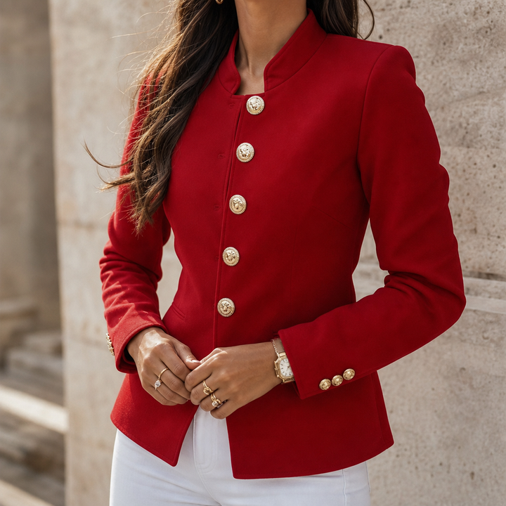 Wearbella – Gold Button Tailored Military Blazer