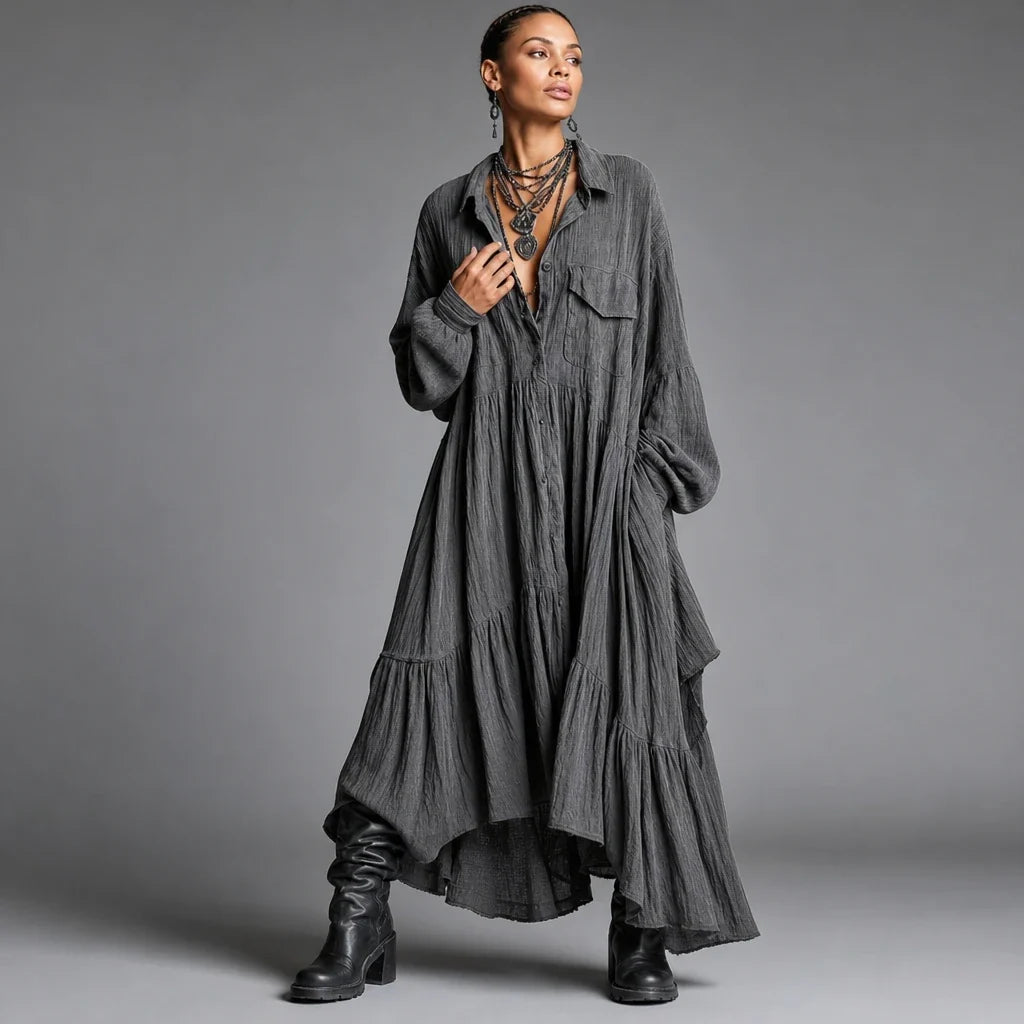 Rufflefield – Washed Ruffle Four-Pocket Shirt Dress