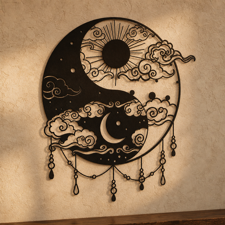 Solstice Balance – Yin Yang Sun And Moon Metal Wall Décor