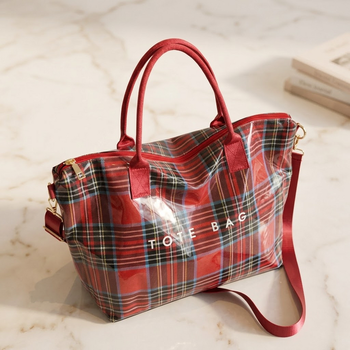 Carroway™ Glossy Checkered Tote Bag