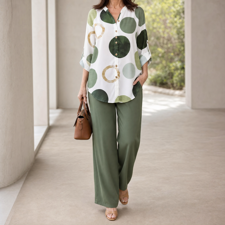 Monica™ – Elegant 2-Piece Set in Sage Green