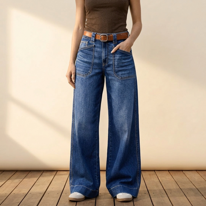 Widera™ – Retro Patch Pocket Wide Leg Jeans