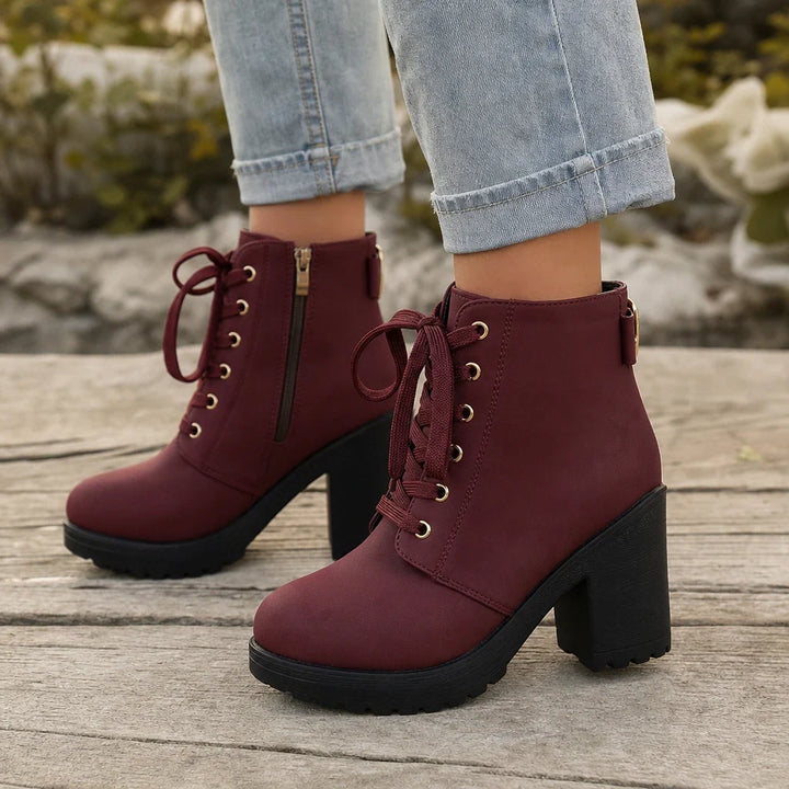 Stridewell – Buckle Lace-Up Chunky Platform Ankle Boots