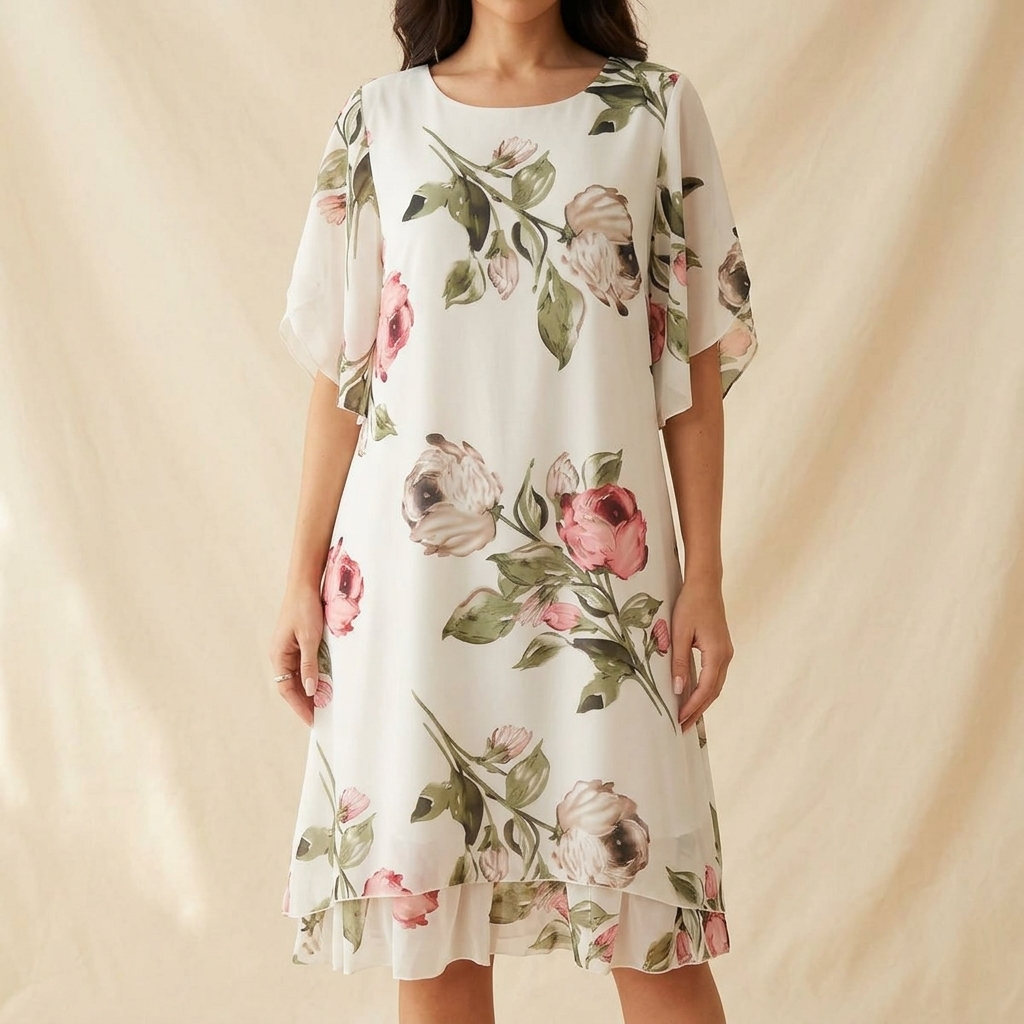 Floressa™ – Floral Chiffon Midi Dress