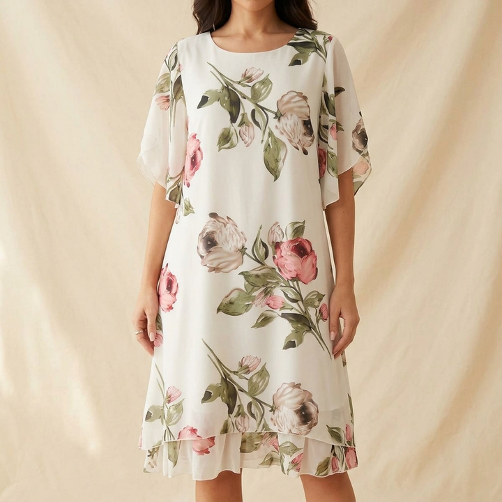 Floressa™ – Floral Chiffon Midi Dress