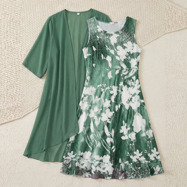 Floressa™ – Floral Chiffon Two Piece Dress Set