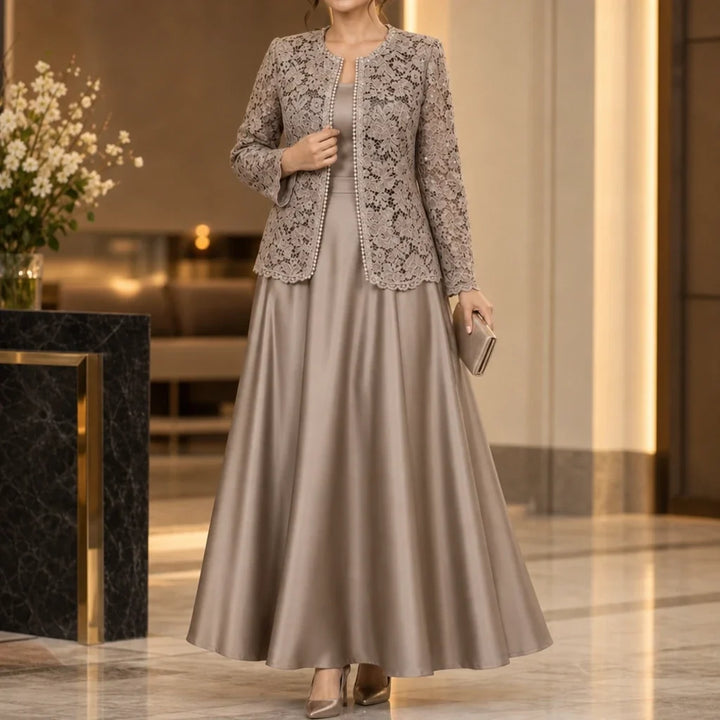 Lacea – Floral Lace Jacket And Satin-Look Maxi Dress Set