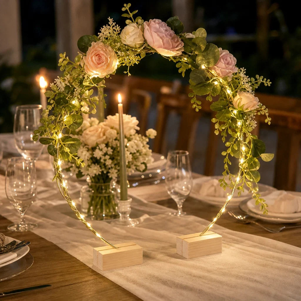 Florenza – Gold Iron Hoop Floral Centerpiece Stand