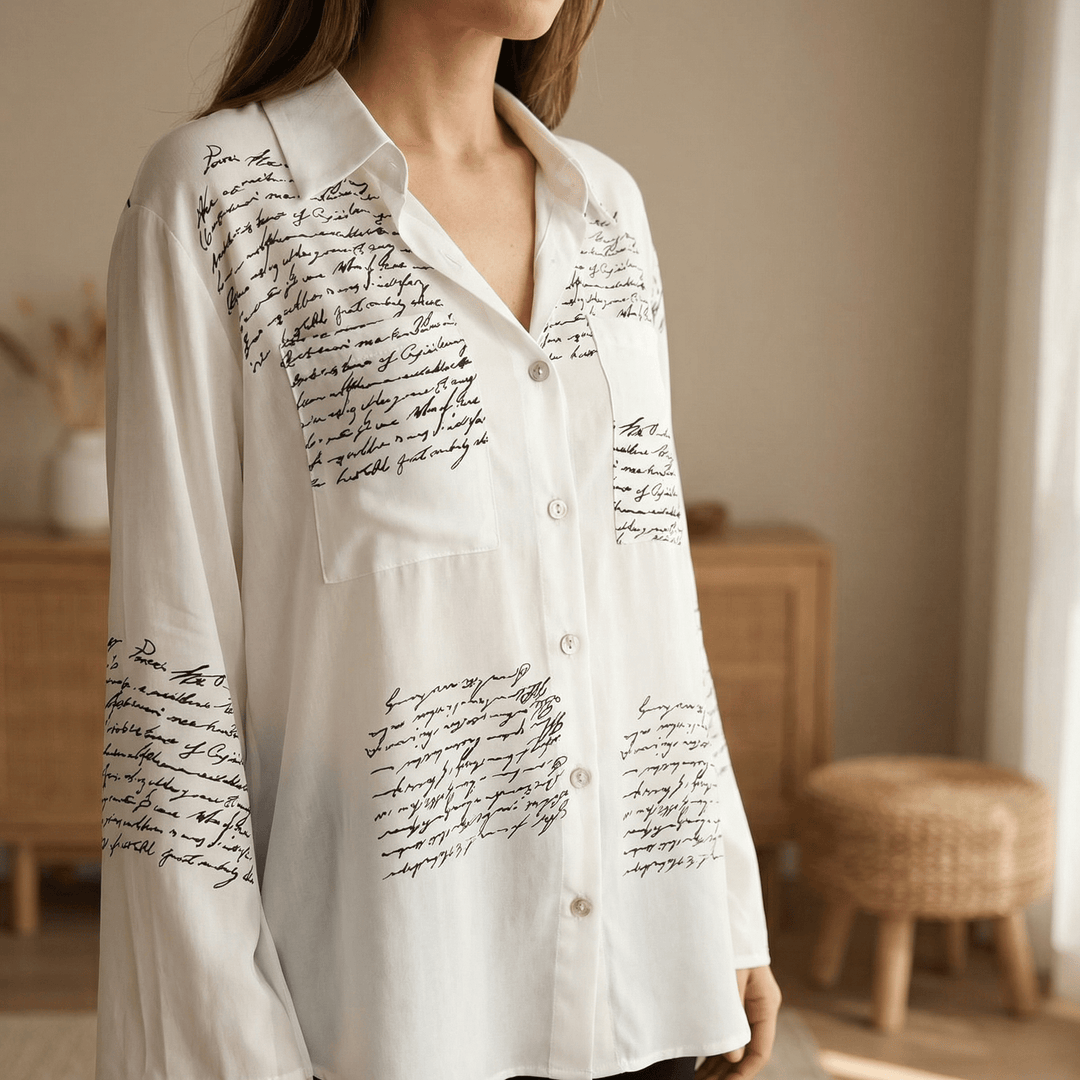 Letterelle™ – Handwritten Script Viscose Blouse - Lark & Clover