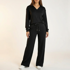 Velaire™ – V Neck Blouse and Wide Leg Pants Set