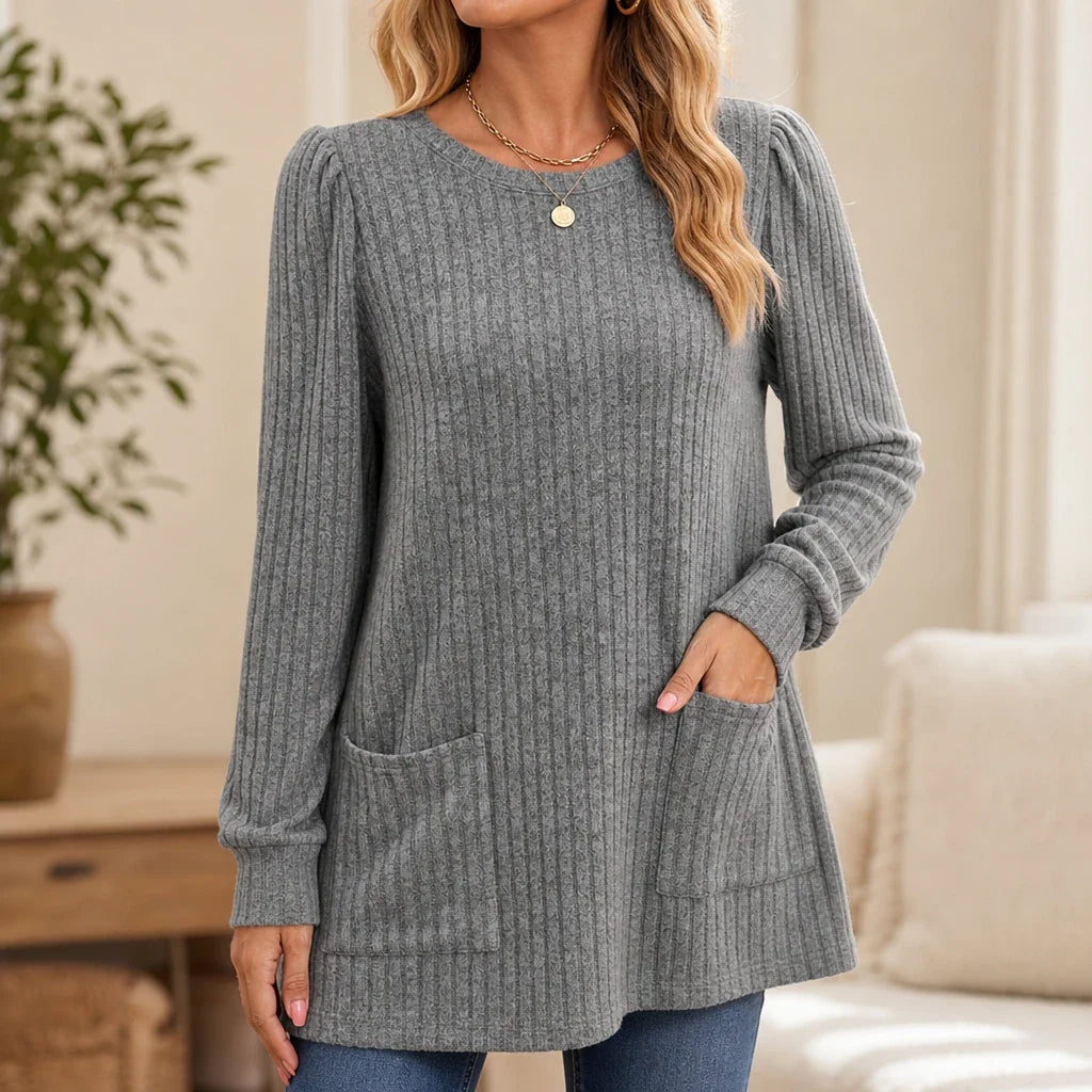 Cozy Rib – Ribbed Knit Tunic With Pockets