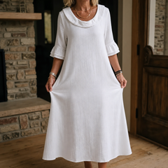 Solvane – A-Line Round Neck Midi Dress