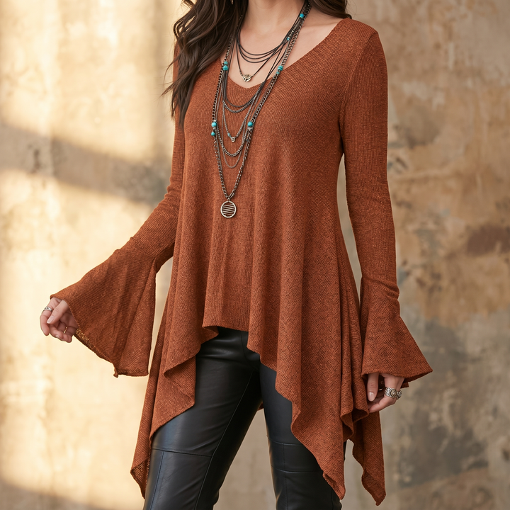 Lirelle™ — Flowy Handkerchief-Hem Knit Tunic