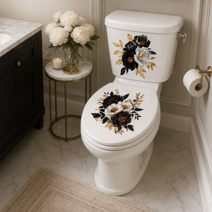 Pearlflora – Layered Floral PVC Toilet Decal Set