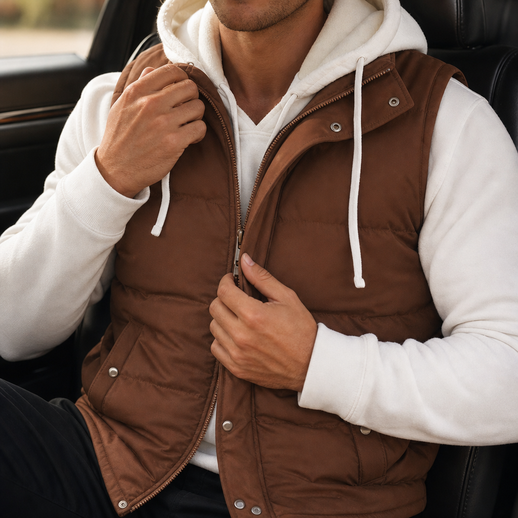 Wraverly – Layered Double Hood Puffer Vest