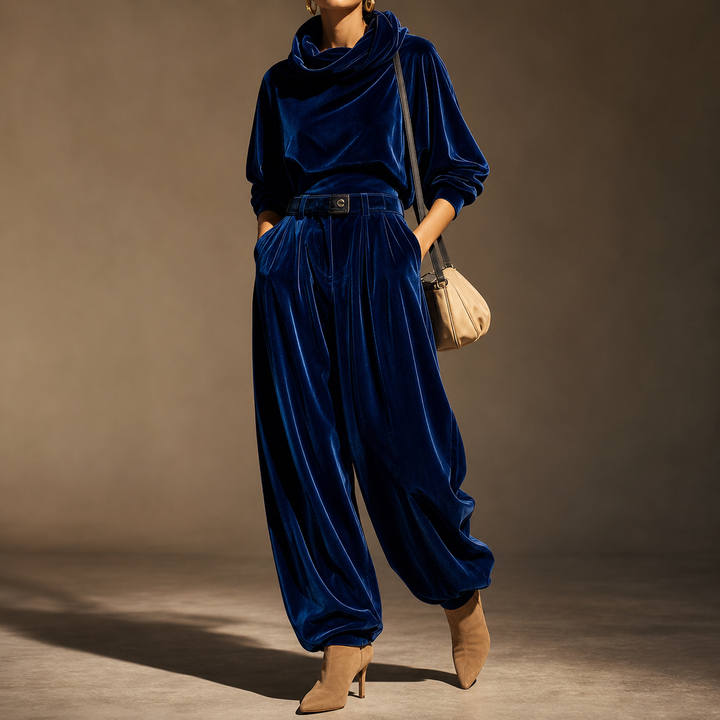 Veloura – Belted Velvet Hoodie And Trouser Set