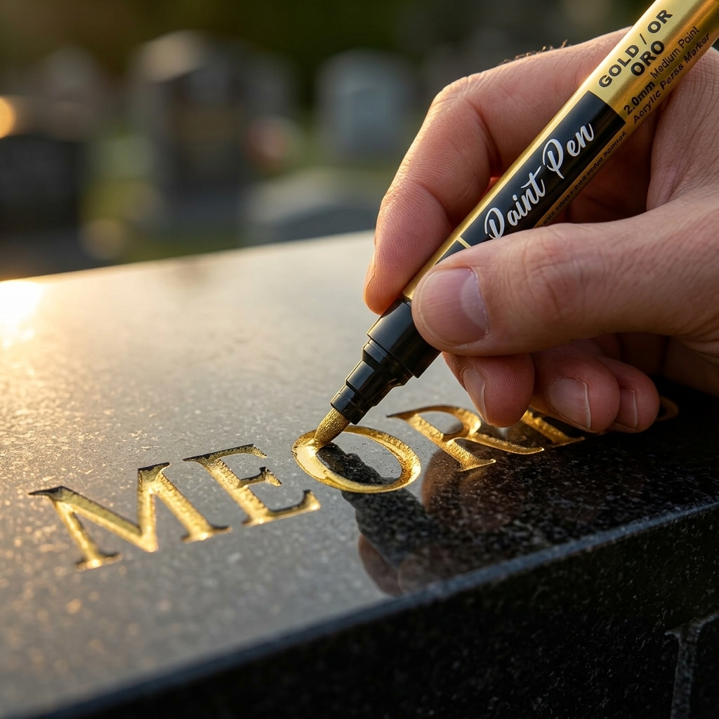StoneTouch™ – Weatherproof Gold Marker for Headstones