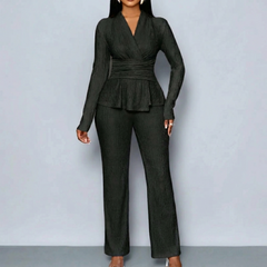 Vivara™ – Pleated Peplum Set with Cinched Waist