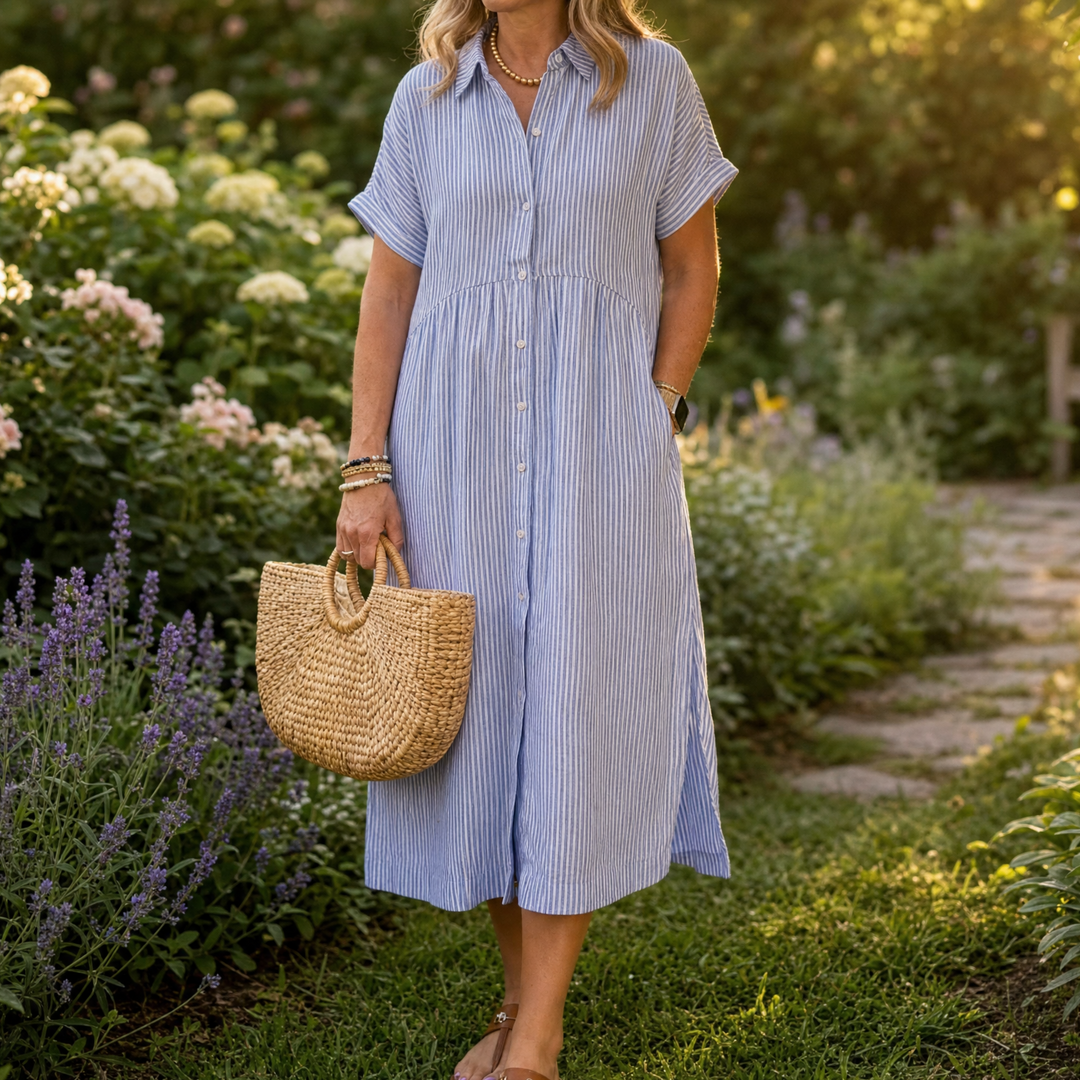 airy shirt dress Airy Denim Seamed Shirtdress in Rinse Wash