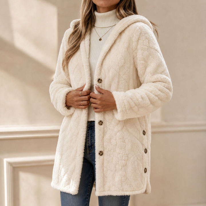 Hearth & Hood – Textured Hooded Button-Front Cardigan