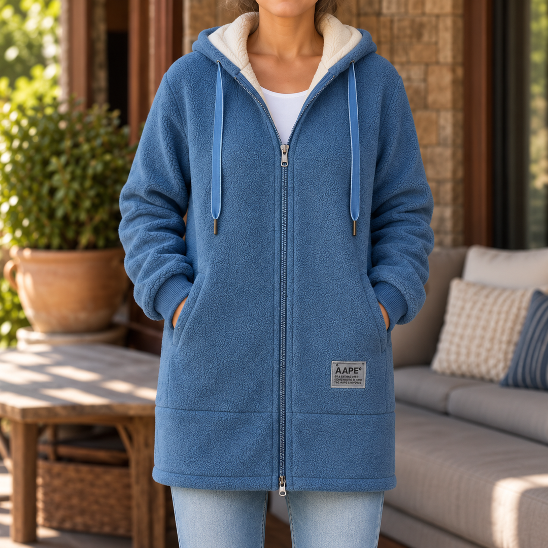 Phoebe – Full Fleece-Lined Look Hooded Zip Jacket