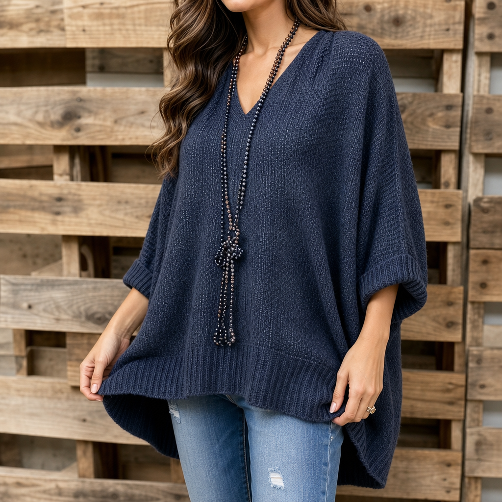 Airloom – Oversized Open-Knit V-Neck Sweater