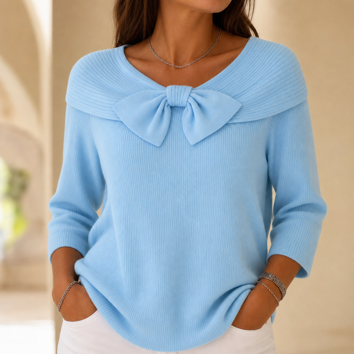 Bowdrift – Bow-Neck Ribbed Knit Sweater