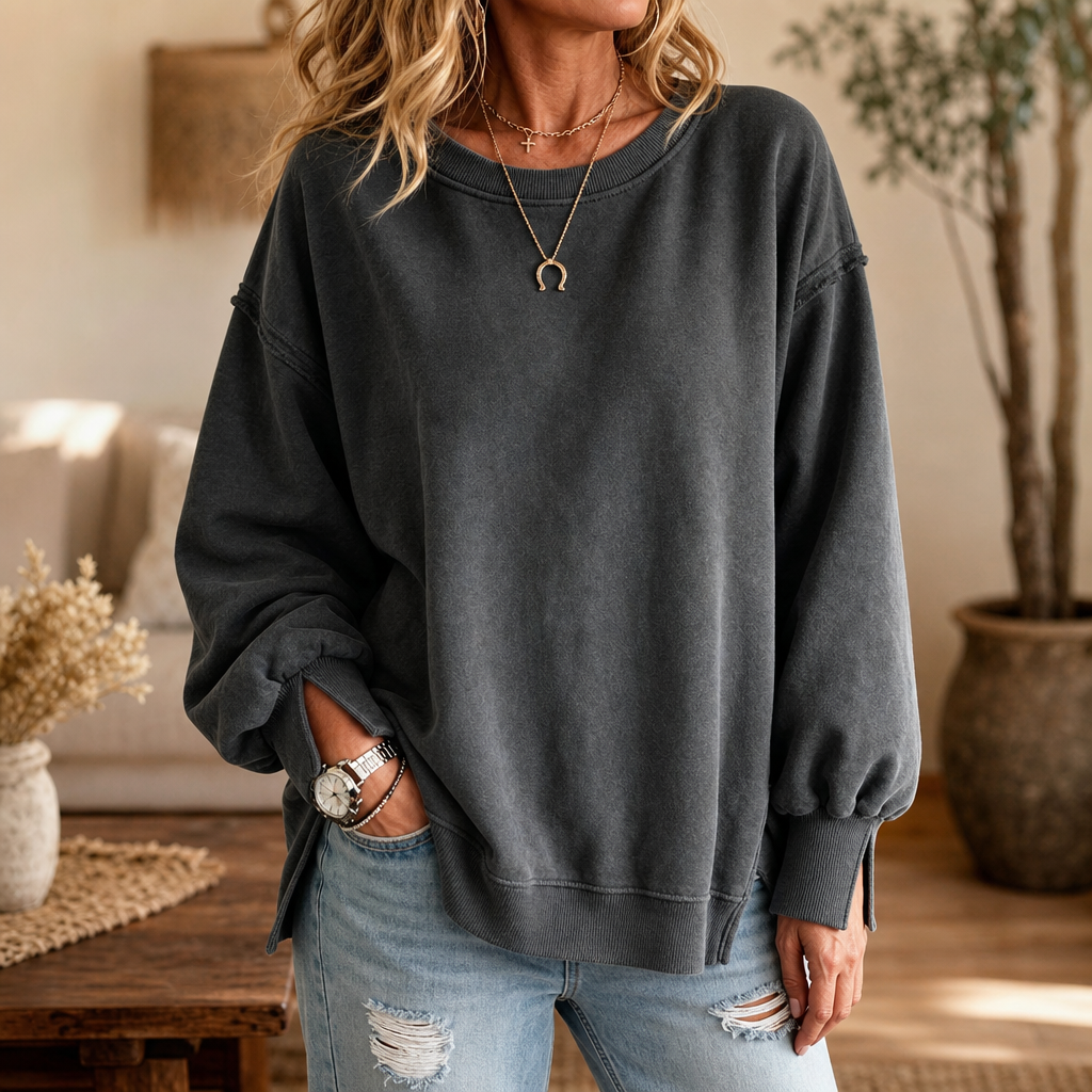 Marlowfield – Exposed-Seam Cut-Out Cuff Sweatshirt