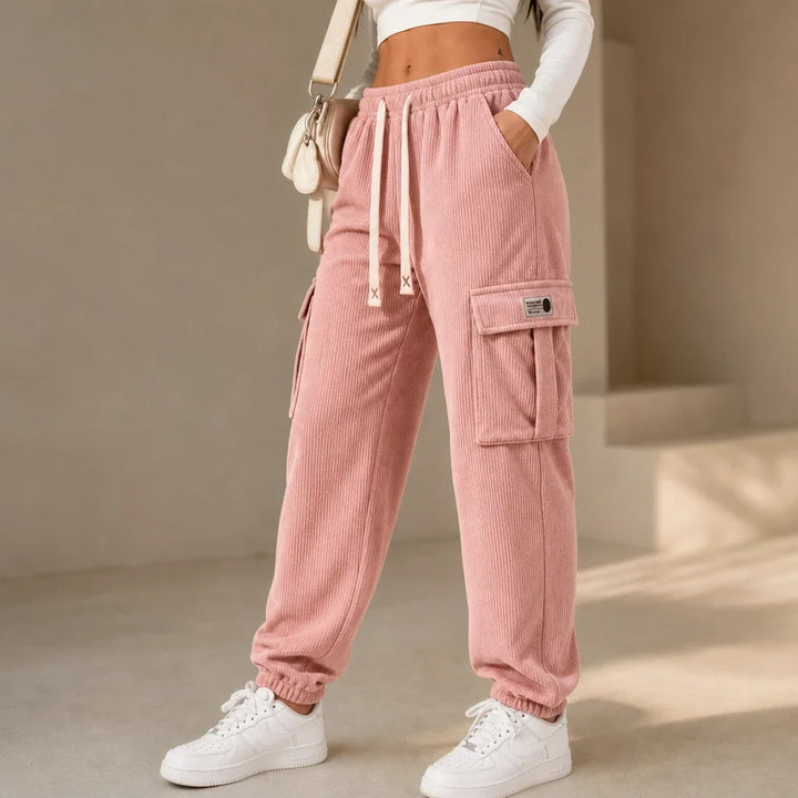 Cordelle – Ribbed Corduroy Cargo Jogger Pants