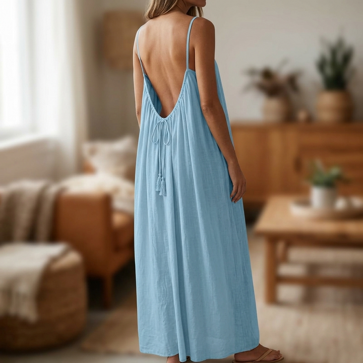 Lunavia™ – Backless Cami Maxi Dress for Warm Summer Days