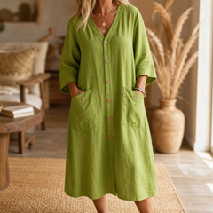 Linora™ – Button-Front Midi Dress