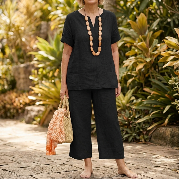 Lunessa™ – Breezy V Neck Top and Pants Set
