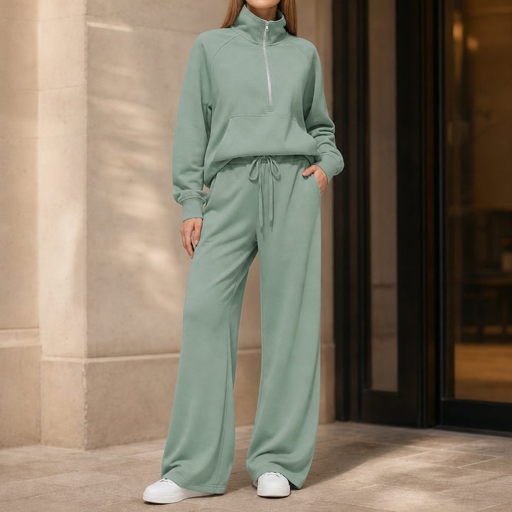 Easewell – Half-Zip Top And Wide-Leg Trouser Set