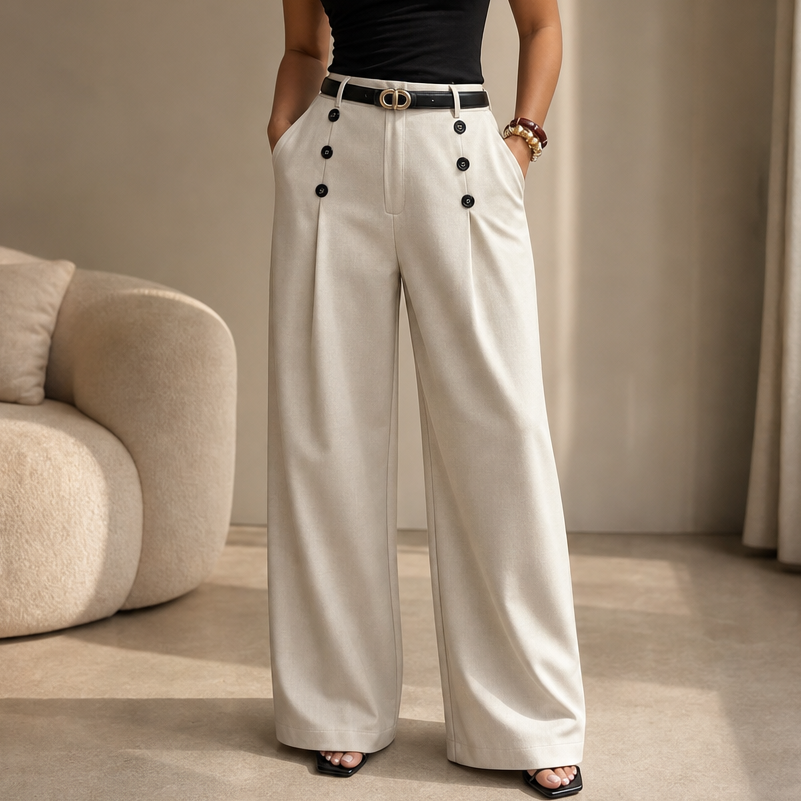 Bellora – High-Waisted Pleated Wide-Leg Trousers