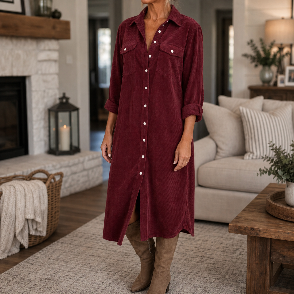Wearlyn – Ribbed Button-Front Shirt Dress