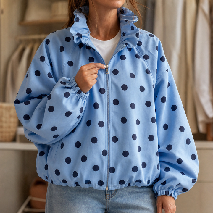 PolkaBelle – Polka-Dot Lantern Sleeve Jacket