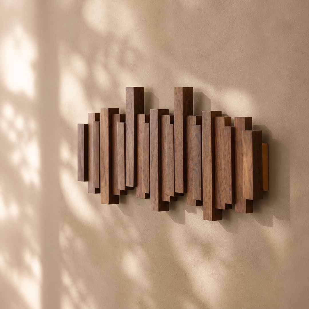 Wovenhall™ – Sculptural Wood Wall Coat Rack