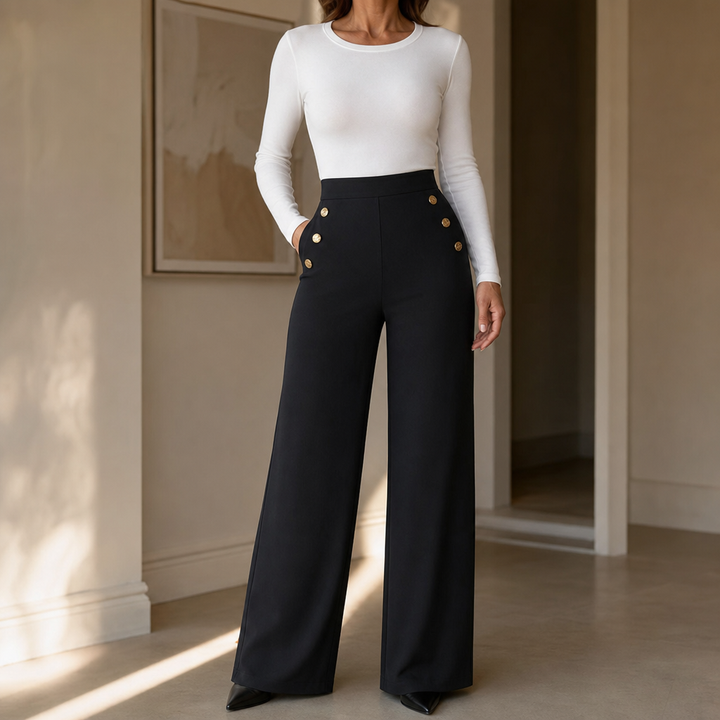 Smoothwaist – Hidden-Panel Wide-Leg Trousers