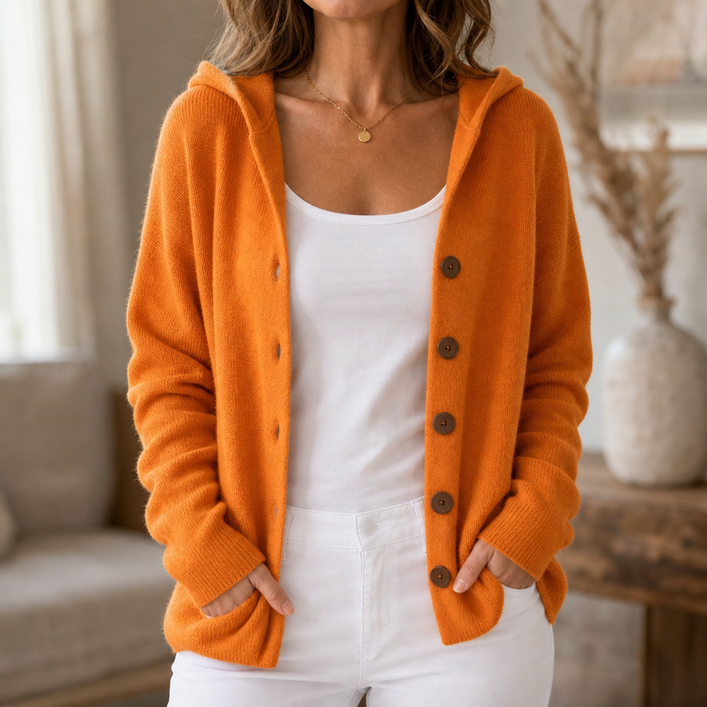 Teri – Button-Front Hooded Cardigan