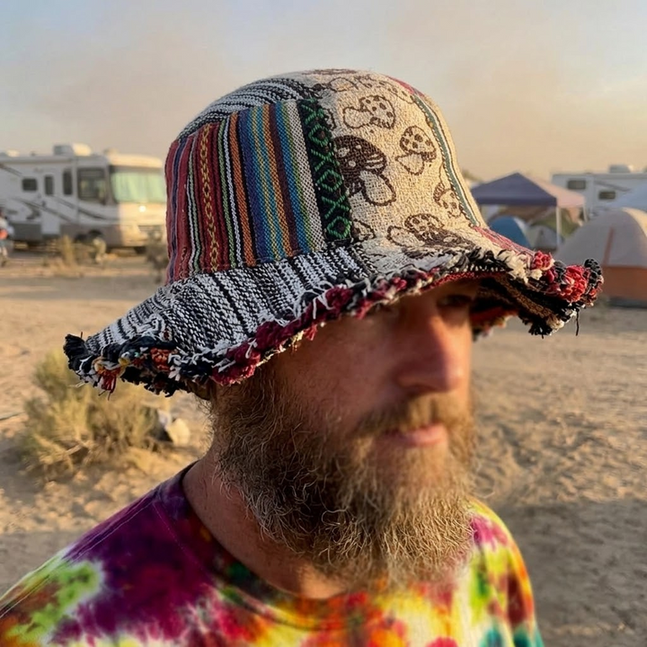Wandari™ – Patchwork Mushroom Bucket Hat with Hidden Pocket