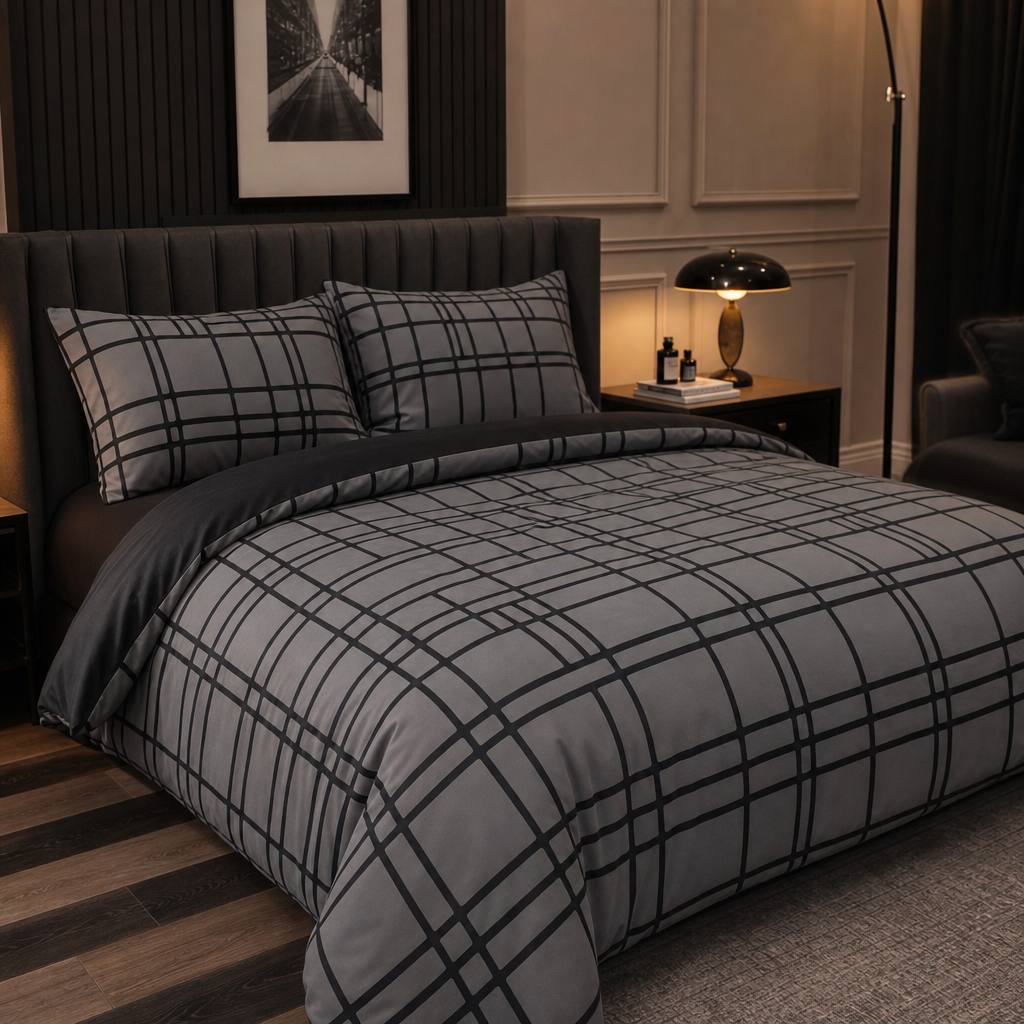 Linevue – Geometric Print Zippered Duvet Cover Set
