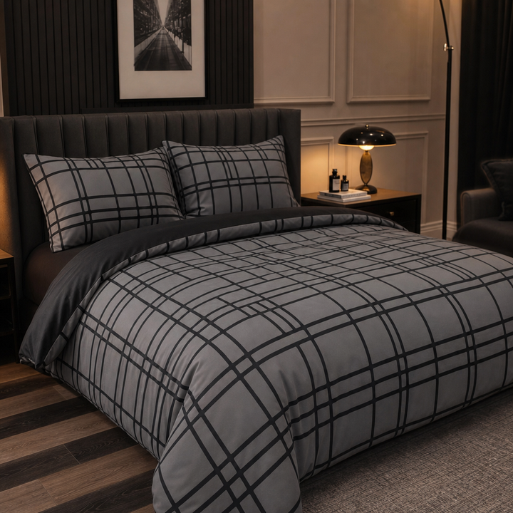 Linevue – Geometric Print Zippered Duvet Cover Set