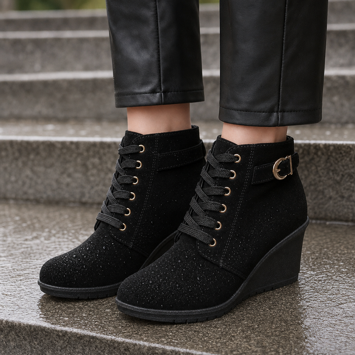 Stepeasy – Water-Repellent Side-Zip Wedge Ankle Boots