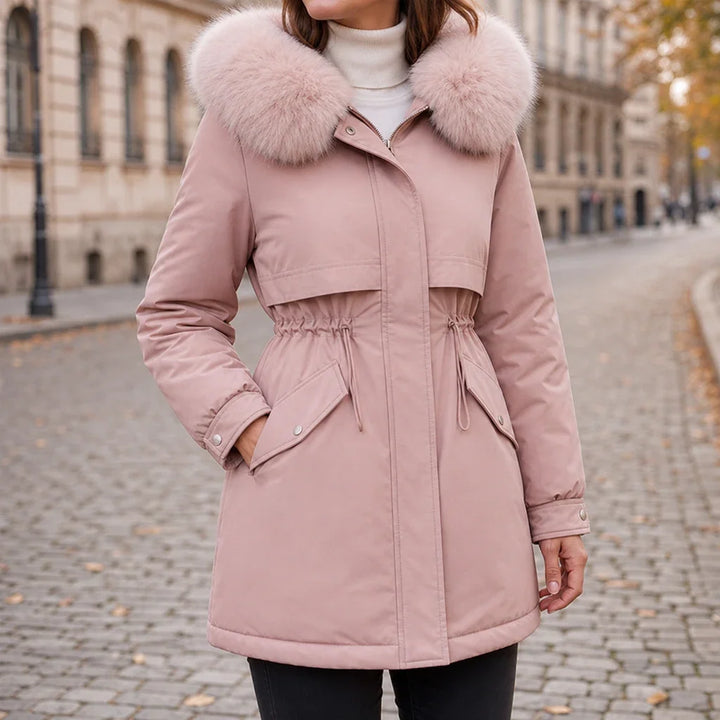 Plushora – Plush Hooded Mid-Length Parka