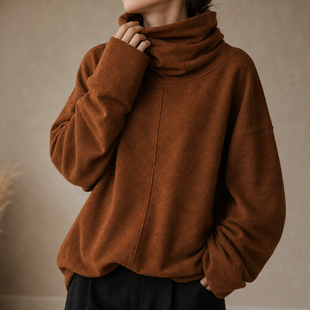 Cowlmara – Brushed Cowl-Neck Oversized Pullover