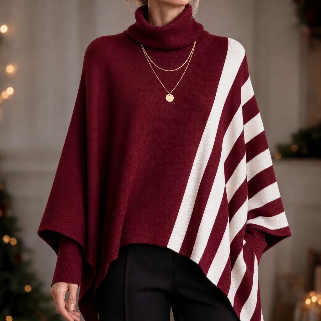 Striata – Asymmetric Striped Turtleneck Sweater