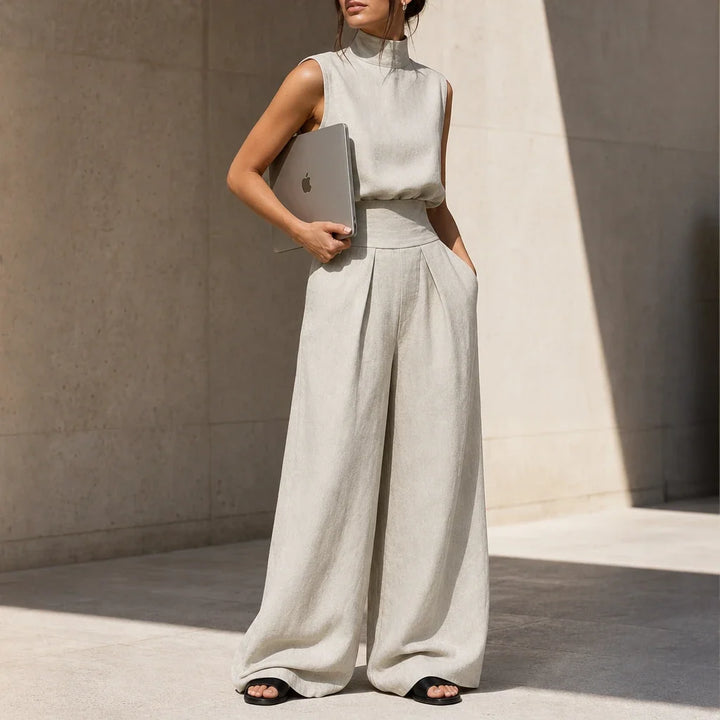 Wearbella – Pleated High-Waist Wide-Leg Pants Set