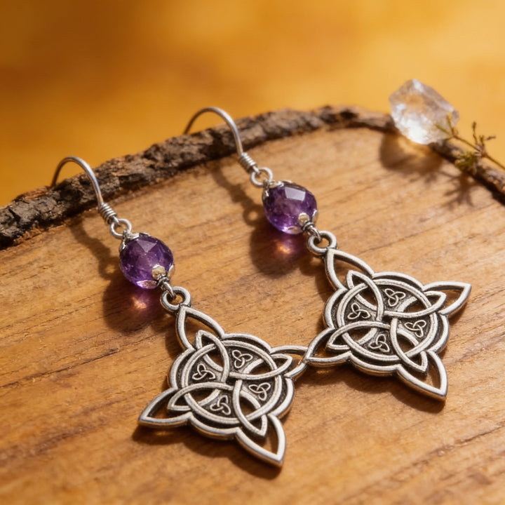 Lunavia – Vintage Celtic Knot Crystal Drop Earrings