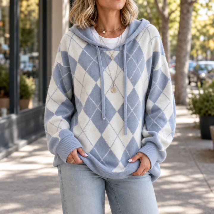 Argylea – Argyle Hooded Knit Sweater